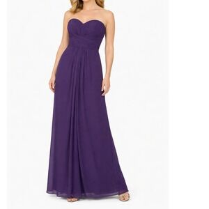 David's Bridal Bridesmaid Dress Size 6 Lapis Purple Strapless Ruched Chiffon NWT